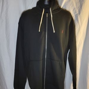 Men's 2XLT Ralph Lauren polo zip up hoodie Black w/ red logo